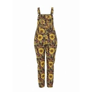 Run & Fly Sunflower Mushroom Print Overalls Cotton Medium boho whimsi Y2K yellow